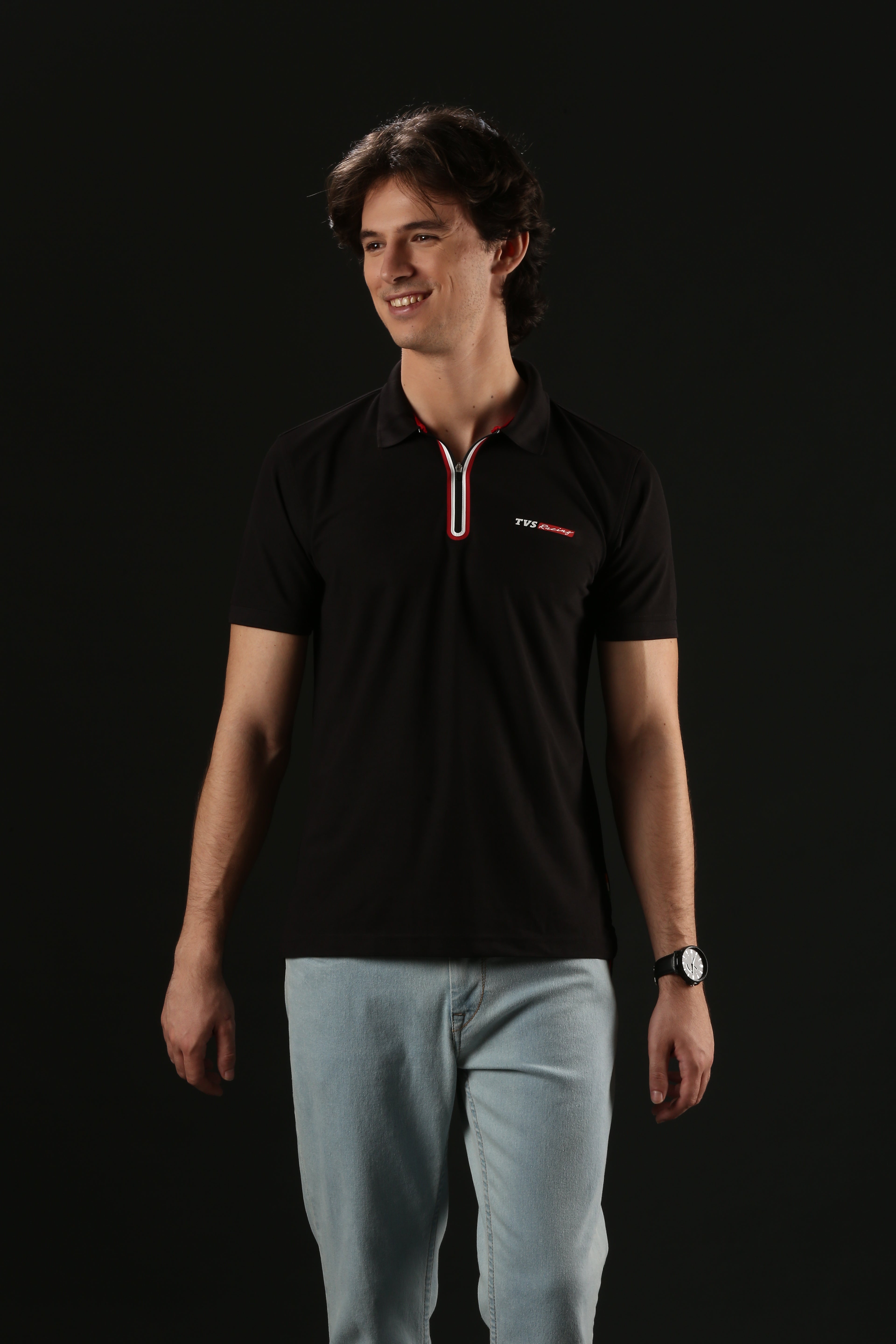 TVS Originals Racing Men’s Polo T-Shirt | 100% Polyester | Quick-Dry | Antimicrobial Finish | Zipper Placket | Reflective Branding | Lightweight Activewear | 200 GSM | Regular Fit